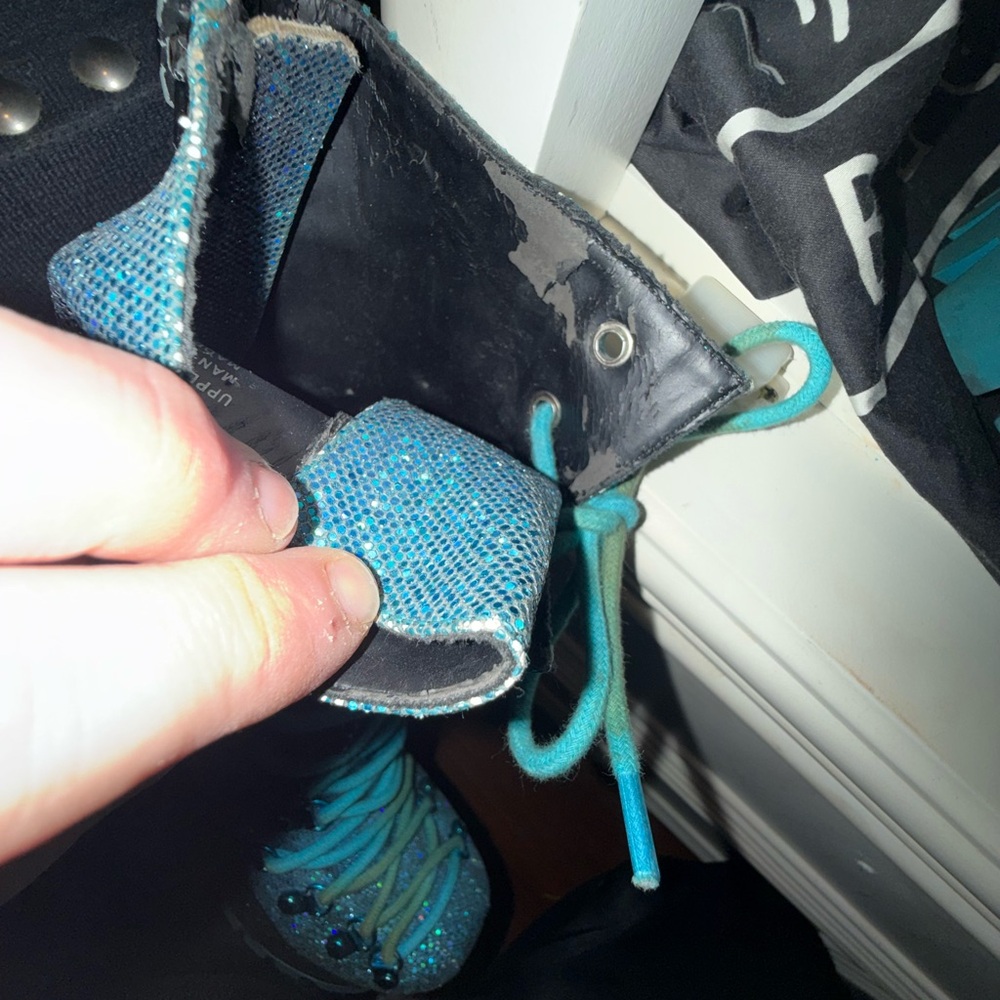 RARE HTF DOLLS KILL CLUB EXX BLUE SPARKLE PLATFORM TRAITOR BOOTS SIZE 9 - Picture 11 of 14